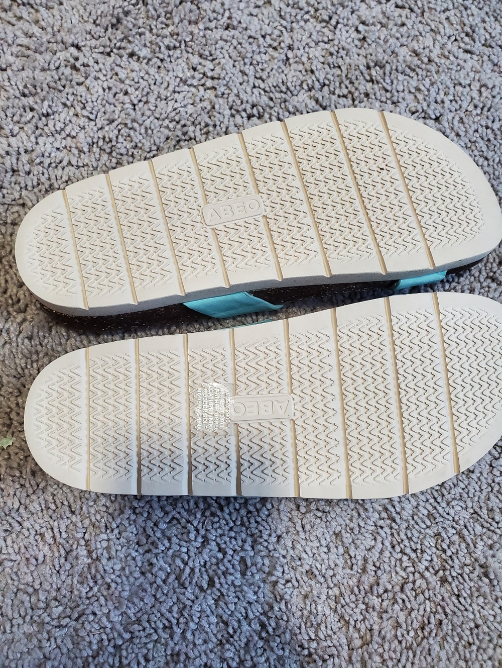 Abeo Light Blue Leather Comfort Slides Size 8 - Picture 4 of 8